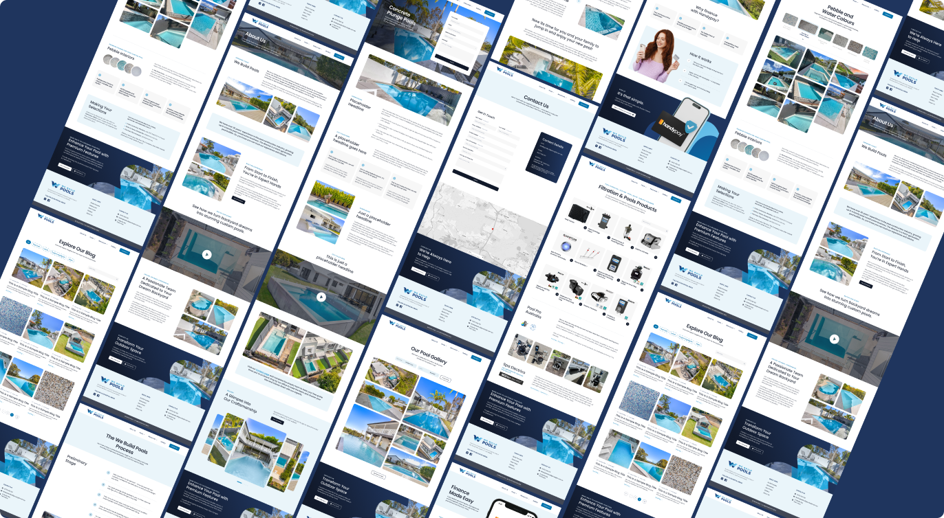 Collection of website pages for pool building services by Growthify.