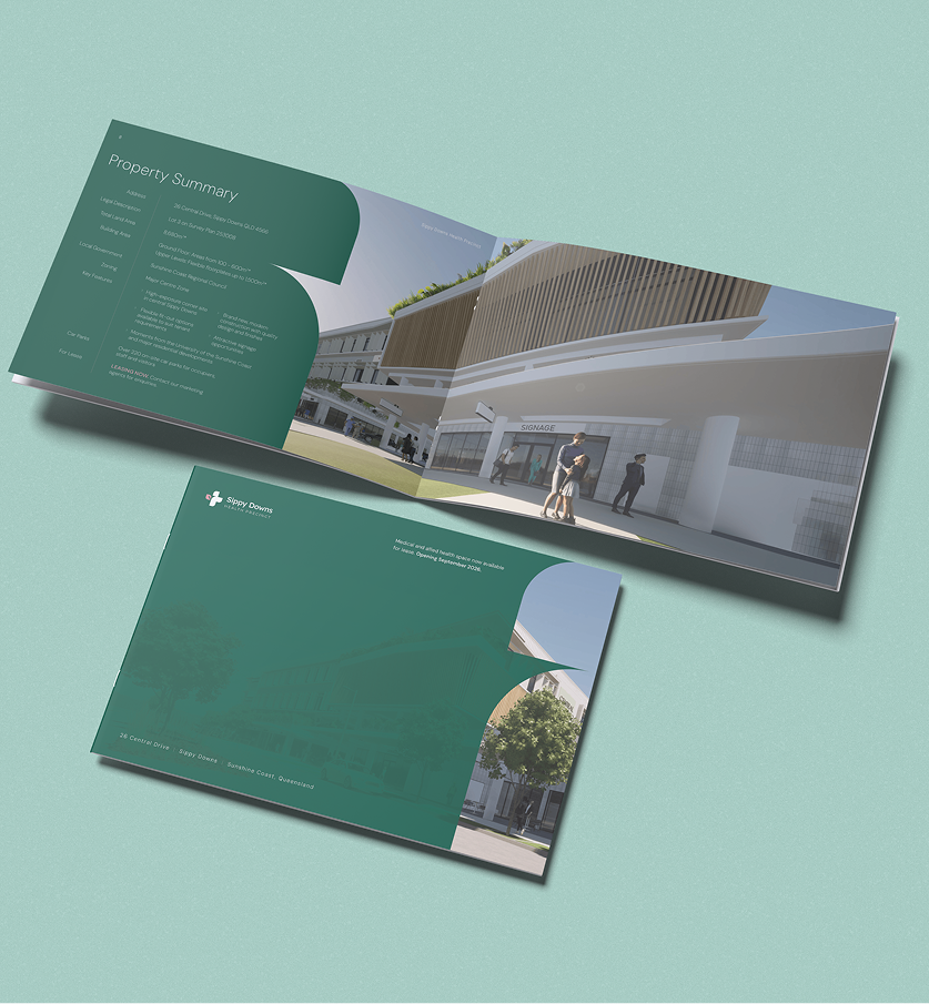 Architectural brochure for Sippy Downs Health Precinct development project.