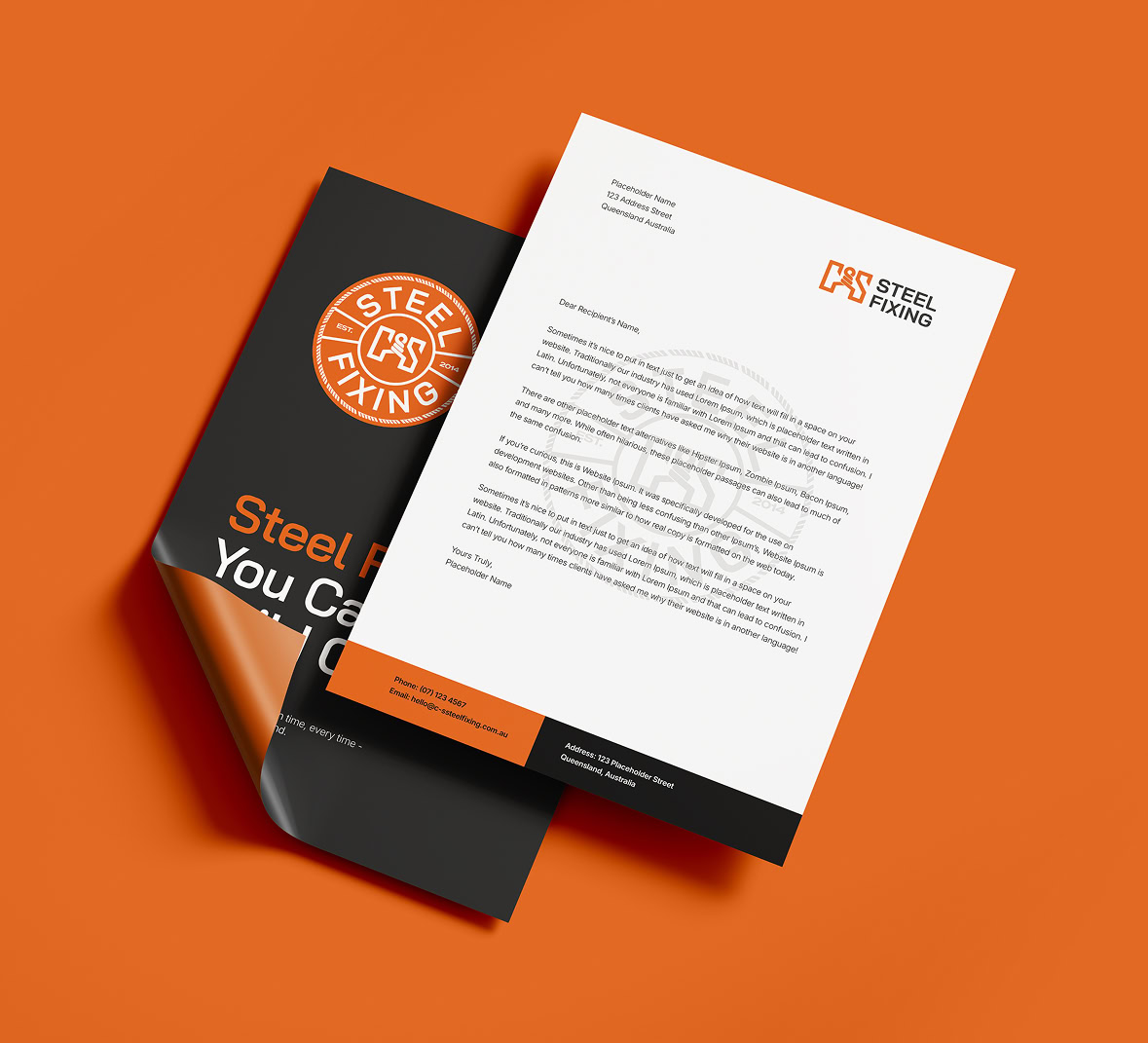 Official Growthify steel fixing document on orange background.
